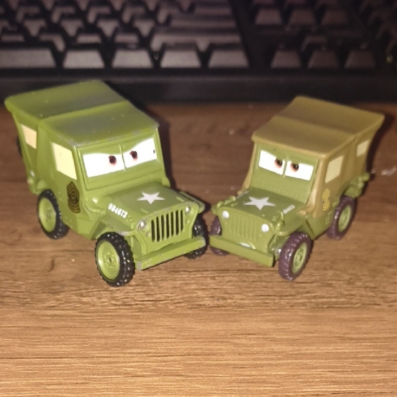 Disney Other - Disney Pixar Cars Sarge Lot - Mattel 1:55 Die-Cast Sarge &  Racer Jeep Sarge